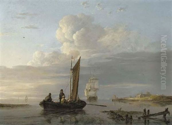 Shipping In A Calm Oil Painting by Hermanus Koekkoek the Elder