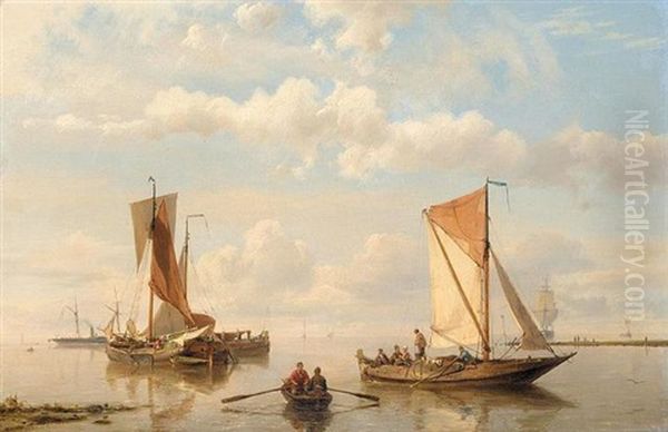 On The Scheldt by Hermanus Koekkoek the Elder