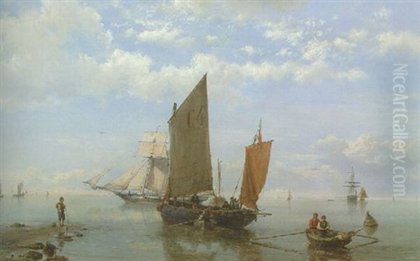 Shipping In A Calm Oil Painting by Hermanus Koekkoek the Elder