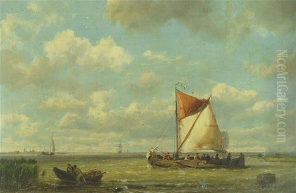 Shippingin A Calm On The Zuyder Zee Oil Painting by Hermanus Koekkoek the Elder