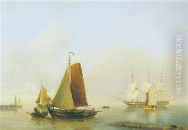 Zeilschepen Bij Kalme Zee Oil Painting by Hermanus Koekkoek the Elder