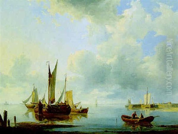 Le Port De Groningue Par Temps Calme Oil Painting by Hermanus Koekkoek the Elder