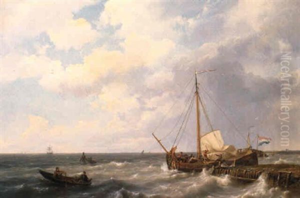 On The Zuider Zee Oil Painting by Hermanus Koekkoek the Elder