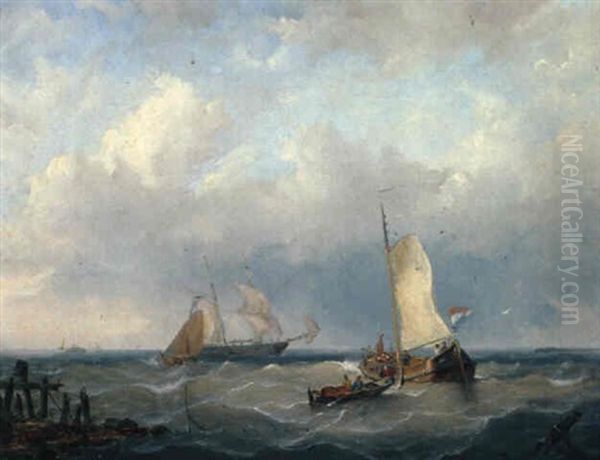 Marinelandschaft Mit Franz. Segelschiff by Hermanus Koekkoek the Elder