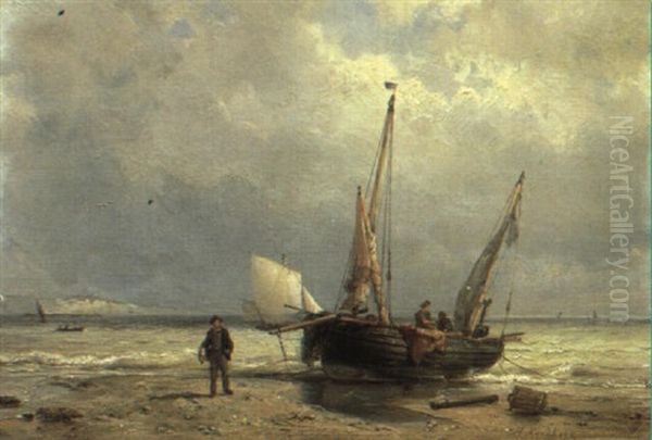 Strandszene Mit Fischern Oil Painting by Hermanus Koekkoek the Elder