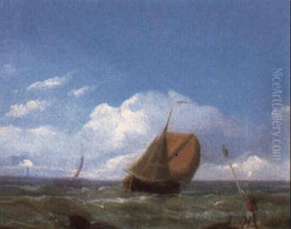 Sailing Vessel Oil Painting by Hermanus Koekkoek the Elder