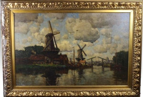 Windmills Oil Painting by Hermanus Koekkoek the Younger