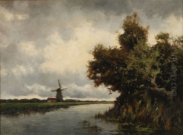 Dutch River View Oil Painting by Hermanus Koekkoek the Younger