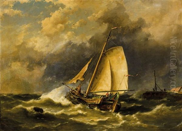 Choppy Seas Oil Painting by Hermanus Koekkoek the Younger