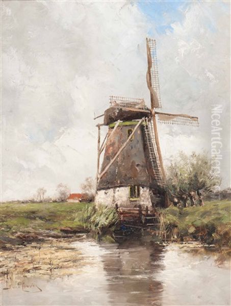 Mill By The Water Oil Painting by Hermanus Koekkoek the Younger