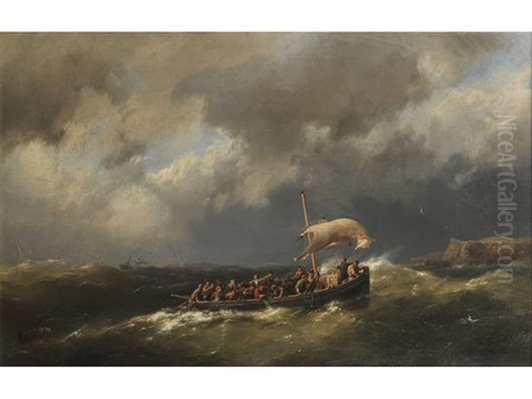 Lifeboat Heading For Shore Oil Painting by Hermanus Koekkoek the Younger