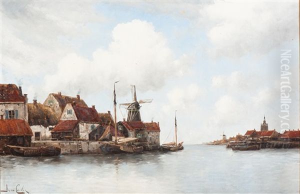 View Of The Inner Harbour Oil Painting by Hermanus Koekkoek the Younger