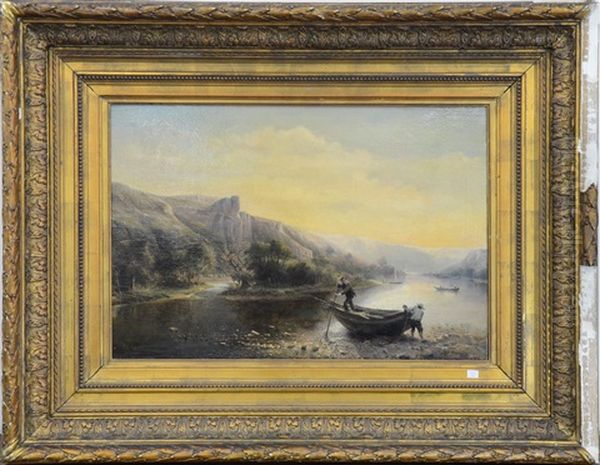 Barque Au Bord De L'eau Oil Painting by Hermanus Koekkoek the Younger