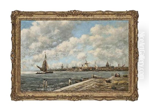 A Breezy Day On The Maas, Holland Oil Painting by Hermanus Koekkoek the Younger