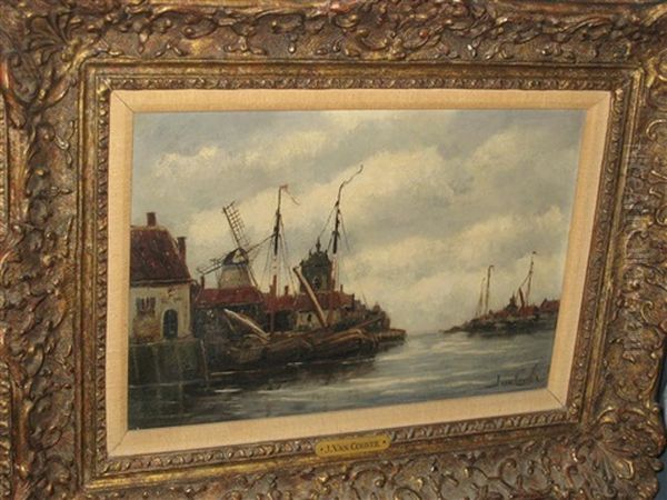 On The Maas, Holland (+ Weesp, Holland; 2 Works) Oil Painting by Hermanus Koekkoek the Younger