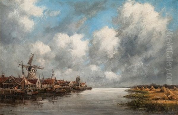 Harbour View Oil Painting by Hermanus Koekkoek the Younger