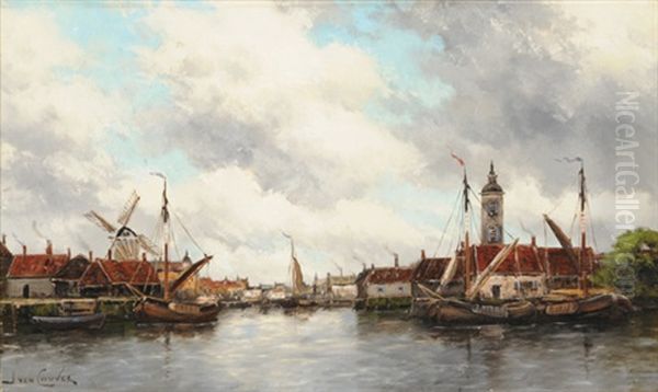 Hollandische Hafenszene Oil Painting by Hermanus Koekkoek the Younger