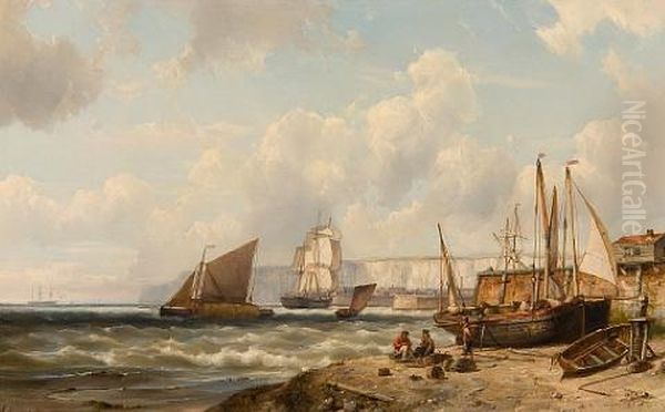 A Coastal Scene Oil Painting by Hermanus Koekkoek the Younger