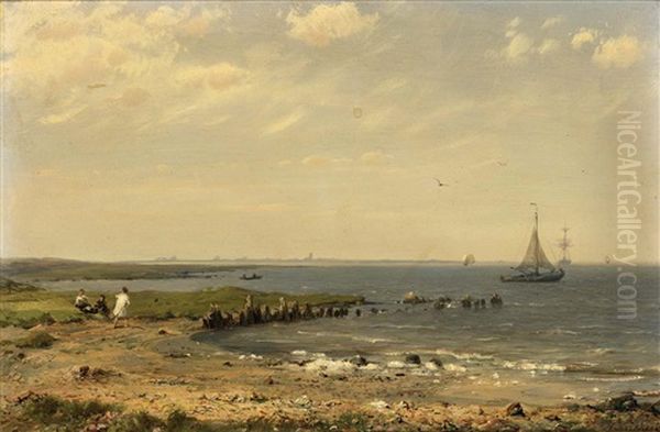 A View On The Zuiderzee Oil Painting by Hermanus Koekkoek the Younger