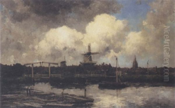 View Of A Dutch Town Oil Painting by Hermanus Koekkoek the Younger