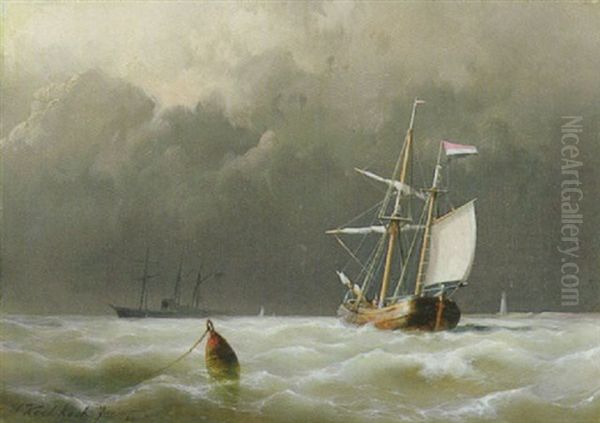 Hollandischer Zweimaster Auf Bewegter See Oil Painting by Hermanus Koekkoek the Younger