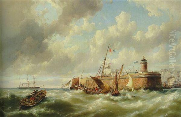 Almost Safe In Port Oil Painting by Hermanus Koekkoek the Younger