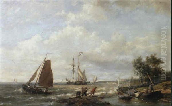 Off The Dutch Coast Oil Painting by Hermanus Koekkoek the Younger