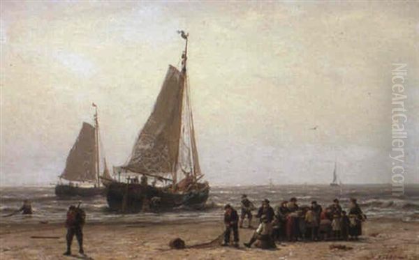 The Fishermen's Return Oil Painting by Hermanus Koekkoek the Younger