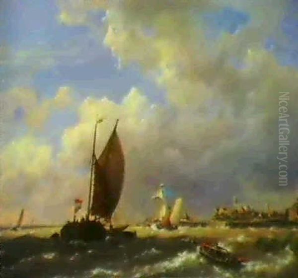 Zeilende Schepen Op Het Ij Oil Painting by Hermanus Koekkoek the Younger