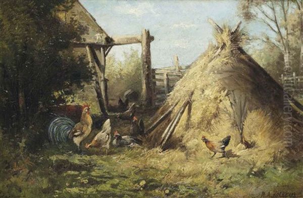 The Call Of The Rooster Oil Painting by Marinus Adrianus Koekkoek the Younger