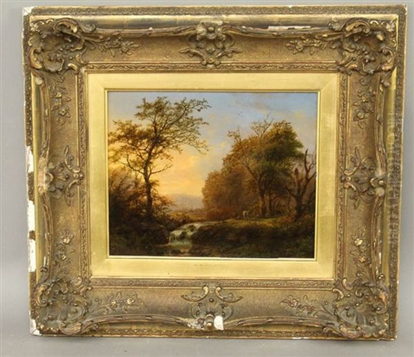 Paysage De Foret Anime Oil Painting by Barend Cornelis Koekkoek