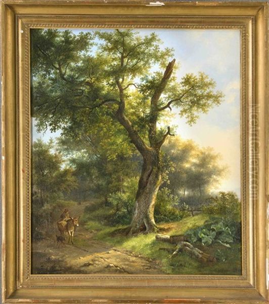 Waldlandschaft Mit Bauer Auf Einem Pfad Oil Painting by Barend Cornelis Koekkoek