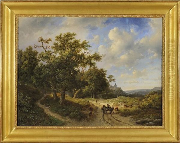 Paysage De Campagne Anime Oil Painting by Barend Cornelis Koekkoek