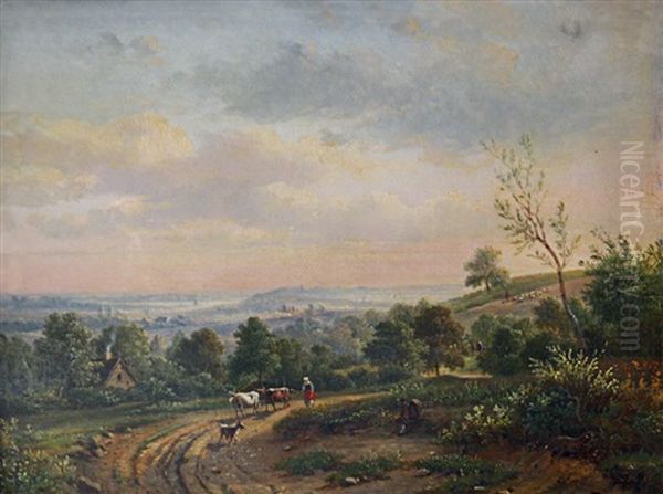 Vues De La Campagne (pair) Oil Painting by Barend Cornelis Koekkoek