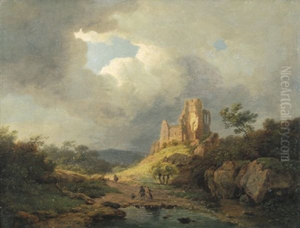 Sturmische Landschaft Mit Ruine Oil Painting by Barend Cornelis Koekkoek