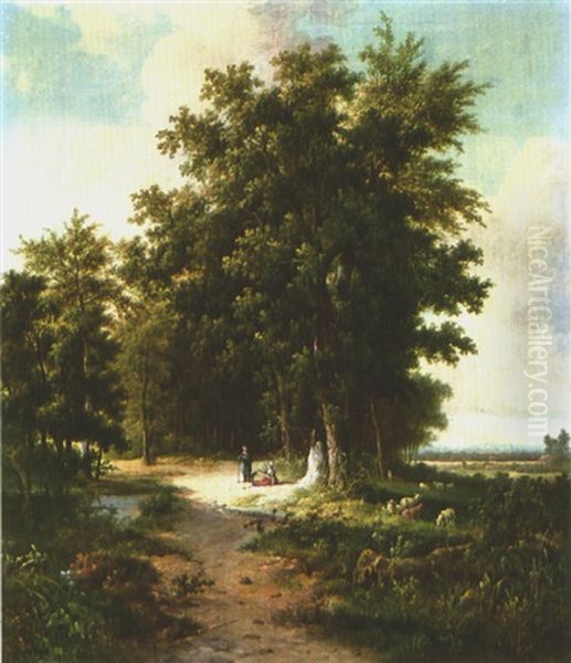 Landscape Near Schevenning Oil Painting by Barend Cornelis Koekkoek