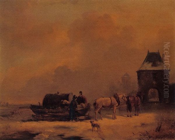 The Road Home Oil Painting by Barend Cornelis Koekkoek