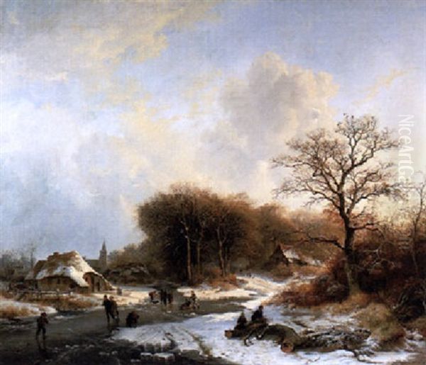 Winterlandschaft Oil Painting by Barend Cornelis Koekkoek