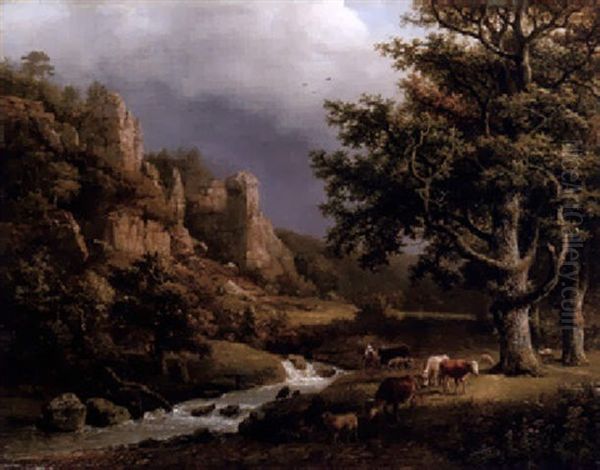 Landschaft In Der Sachsischen Schweiz Oil Painting by Barend Cornelis Koekkoek