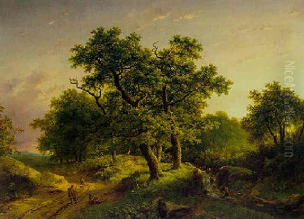 A Woodland Scene Oil Painting by Barend Cornelis Koekkoek