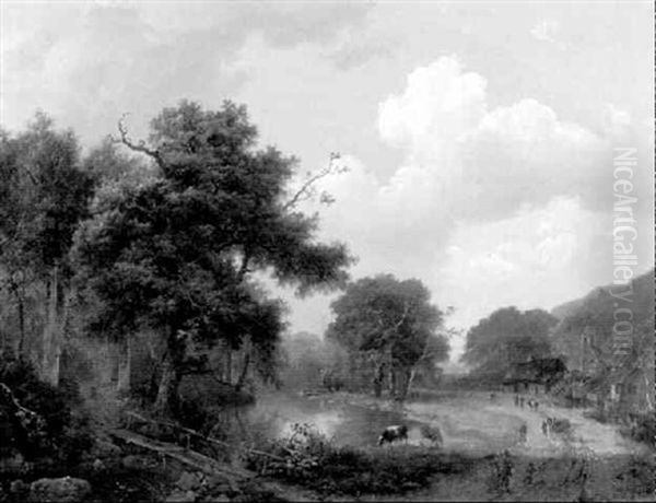 Bauerliche Landschaft Oil Painting by Barend Cornelis Koekkoek