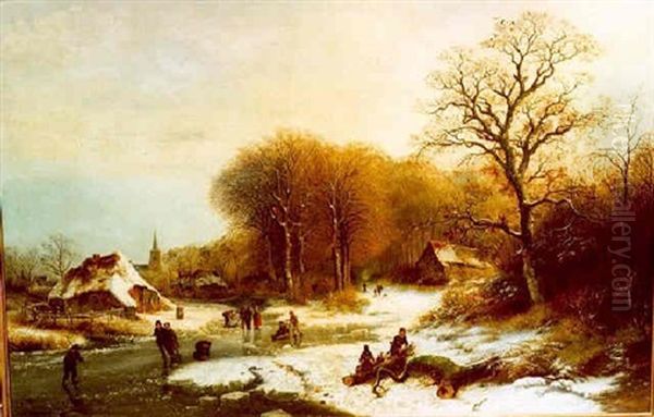 Winterlandschaft Oil Painting by Barend Cornelis Koekkoek