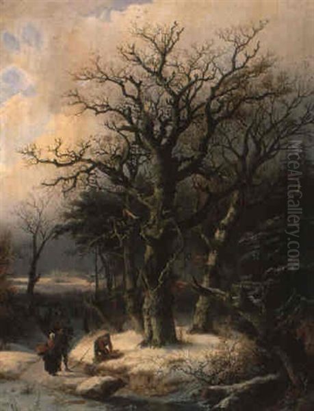 Scene D'hiver En Hollande Oil Painting by Barend Cornelis Koekkoek