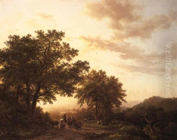 Landscape On The Rhine Oil Painting by Barend Cornelis Koekkoek