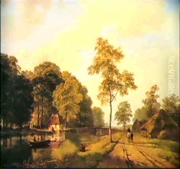 A Summer Landscape In The Country Of Utrecht Oil Painting by Barend Cornelis Koekkoek