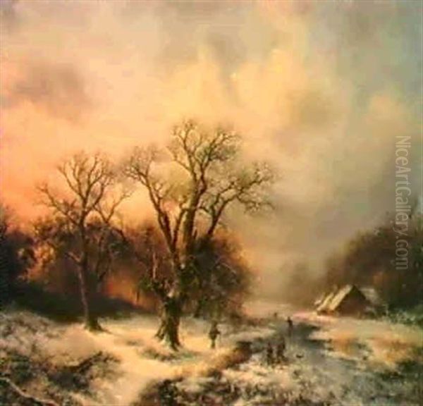 Winterlandschaft Oil Painting by Barend Cornelis Koekkoek