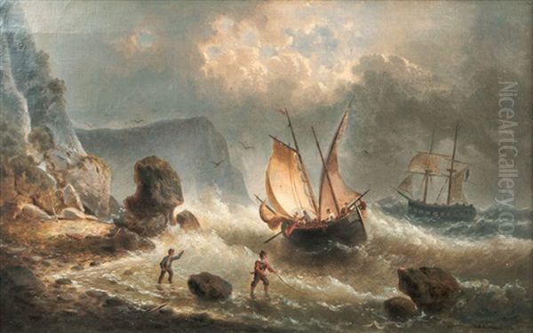 Sturm An Der Kuste Oil Painting by Hendrik Barend Koekkoek