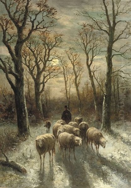 Returning Home Oil Painting by Hendrik Barend Koekkoek