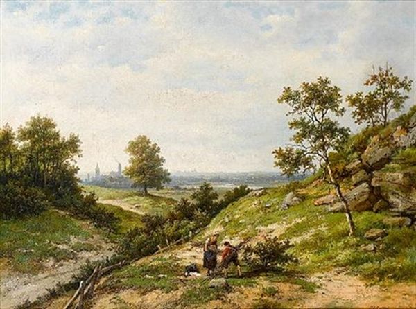 Gathering Faggots Oil Painting by Hendrik Barend Koekkoek