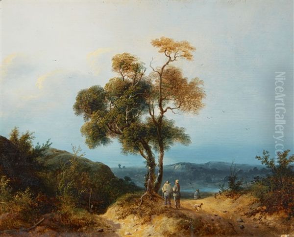 Mountainous Landscape Oil Painting by Hendrik Pieter Koekkoek